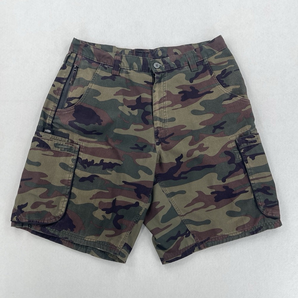 AFTCO Fishing Shorts Mens 34 Camo Performance Cargo Outdoor Utility Pockets